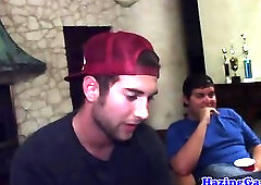 Hazed straighty buttfucked after he blows