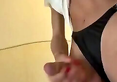 Cute glasses Tgirl showing off