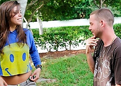 Awesome curvy Latina in green panties Izy-Bella Blu rides on a dick