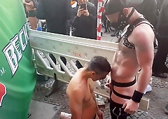 BIG BLACK COCK Public Fuckin' White Bi-atch Going knuckle deep Urinate