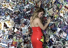 Rachelle S in Orange Dress and Stockings - LatexHeavenVideo