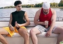 Best buds Marcus McNeil and Angel Elias decide to jerk off together on the boat