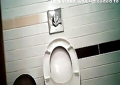 Teen in constricted darksome blue jeans panties and sweater recorded by multiple cams peeing in public water closet.