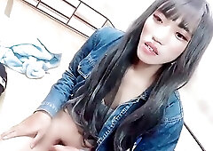 Lavish Asian shemale teases and plays with her cute dick
