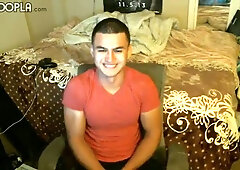 Latino dude jerking his dick like a madman