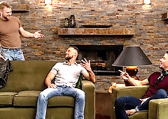 Muscular dudes Skyy Knox, Zayne Roman, and Logan Stevens fuck hard