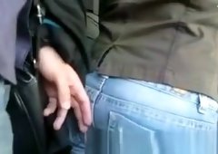 Touching hot ass in bus