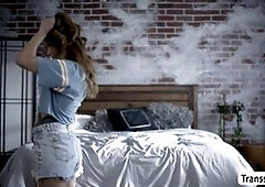 Nubby Vanessa Vega gets nailed by her TS stepmom Lucy Hart