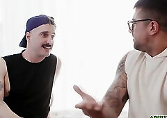 Ryan Bones and Seb Leblan jerk off together while sniffing those panties