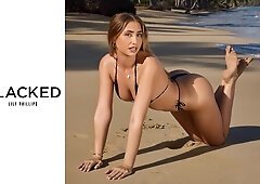 Outdoor interracial fuck by the pool with a hot girlfriend Lily Phillips