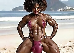 AI TGirl Marissa Massiva dances on Copacabana beach! -redefine realistic