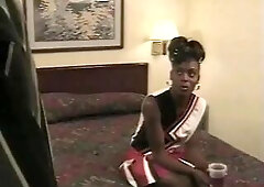 Black teen cheerleader bang this large ebony knob so wild