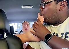 TicklishChubs: BBC Aaron eagerly worships chubby Matts feet in the car