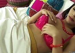 Shemale plays with her hard dick after she wakes up