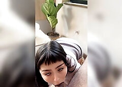 An unknown cutie in front of my abode gets sexy and begins sucking my jock with the risk of anybody seeing us, that babe's so hawt that we can 