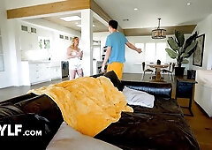 Sexy Blonde Gets Pounded Hard While Horny Teen Girl Watches Eagerly