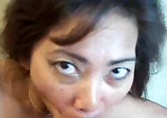 Filipina Hooker Sucks and Swallows Cum