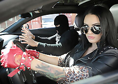 Katrina Jade pleasures lucky dude in the garage