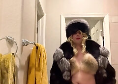 Wool whore in black fox furs