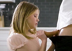 Barely legal teen Coco Lovelock pleasures lucky dude in the kitchen