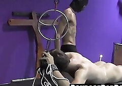 Sadistic dom Calvin Collins showers sub's flesh with wax