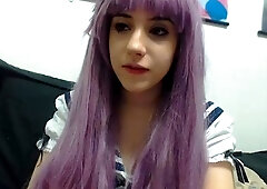 Close up with teen pussy pleased with dildo and vibrator