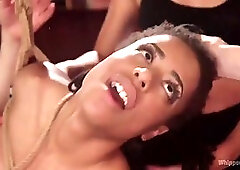 Violet Monroe and Kira Noir are having a kinky, BDSM orgy in a local restaurant