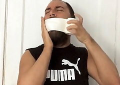 Multi layer gag, bandana gagged, brazilian