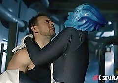 Rachel Starr is masked and ready for the party, but her man needs a good fuck