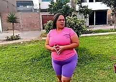Corpulent mother I'd like to fuck does stretches outdoors, and cardio with her tutor in her room