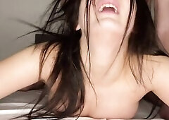 The hotty doesn't mind being fastened up and used. in throat