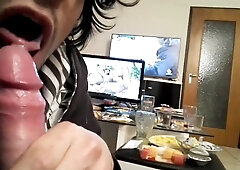 Twinks friend blowjob before sleeping with cumshot drinking 3