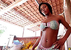 ebony latina she-male dressing up behind the scenes