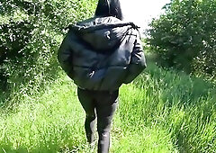 Outdoor seduction blurs boundary and swallowing fire