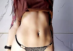 Sweet pretty abdomen with marvelous navel and piercing