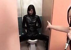 Beautiful Japanese girl in latex expresses her love for cock