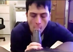 dude enjoys sucking a big black cock 4