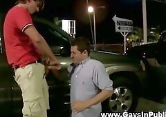 Hot public twink sucks cock