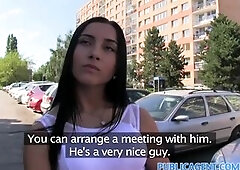 PublicAgent Stunning black haired babe gets fucked in a car