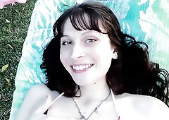 Some summers are unforgettable cuz of who u spend 'em with. Lilly Benz relaxes by the pool, cute and carefree in the sunshine. Consummate season 