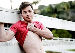 Perfect dude Jaydon Jensen shows feet and masturbates