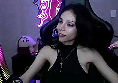 Cute curly brunette solo webcam masturbation