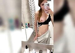 shy cute teen transsexual touching herself