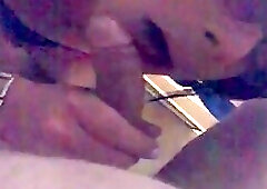 Sensual shemale goes on her knees to suck a dick