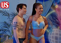 Kira Noir teases in sheer lingerie during a steamy amateur webcam show
