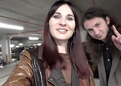 Jeny Smith the Russian girl films a secret solo session in public with her shaved pussy on display