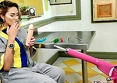 TS Mechanic Bella Atrix Couldnt Resist Trying a Sex Machine After Fixing It