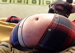 Solo chubby guy Hoggtubbs shows off his big belly and gay pipe