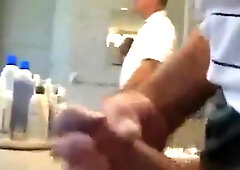 Daddy jerking in washroom 2