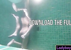 Glamorous Oriental tgirl Prem POV oral pleasure in a pool with underwater shots of her booty during the time that this babe kept on sucking and suckin